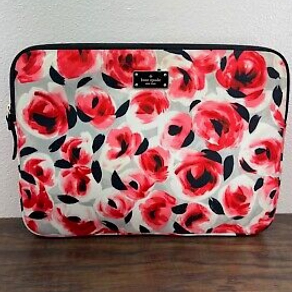 NWOT kate spade Blake Avenue In Rose Bed Floral Print Pink Nylon Laptop Bag